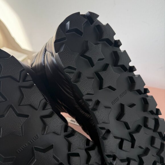 NWt Miu Miu Quilted Boots Black Nylon Padded Drawstring Sz 40 - Picture 11 of 12